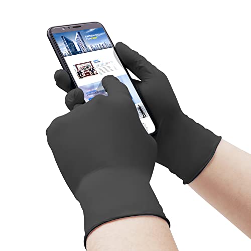 Wostar Black Disposable Nitrile Gloves XLarge Powder & Latex Free