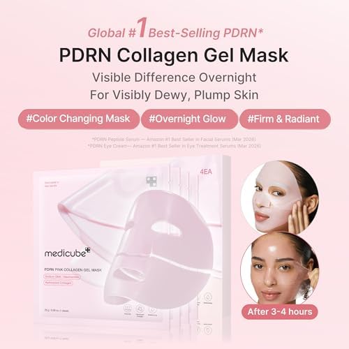 Pdrn Pink Collagen Gel Mask - Maschera Hydrogel per Glass Skin Coreana con Collagene, Pelle Radiosa, Idratata e Tonica, Skincare Coreana, 28g x 4 pezzi