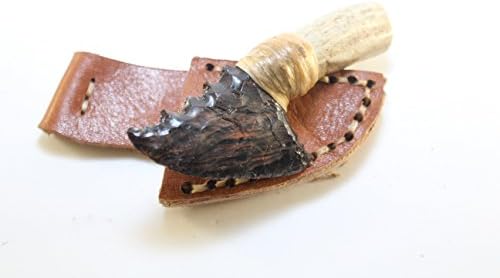 Neck Knife With Handmade Leather Sheath Goldsheen Obsidian Blade Flint Knapping/Knapped Pressure Flaking Techniques To make a Neck Knife/dagger Point Hafted On Deer Antler w/ Imitation Sinew