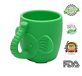 Baby Kid Sippy Cup Mug For Toddlers Learning Cup Elephant Design Great For Baby’s Interaction Dexterity Food Grade Silicone BPA FREE Bambini Bear - Lime Green