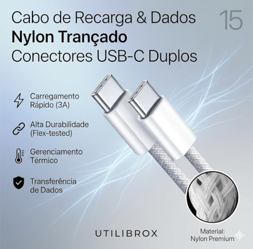 Carregador Turbo 25w Linha Premium Com Entrada Tipo C, Hight Quality, Branco com Cabo Reforçado Compativel com todos Smartphones C/C - Fonte Anti Curto, Homologado UTBRX