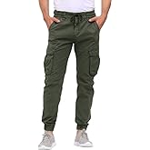 LEPOAR Men's Hiking Cargo Pants Joggers Slim Fit Stretch Lightweight Casual Work Pants with Pockets Drawstring Waist