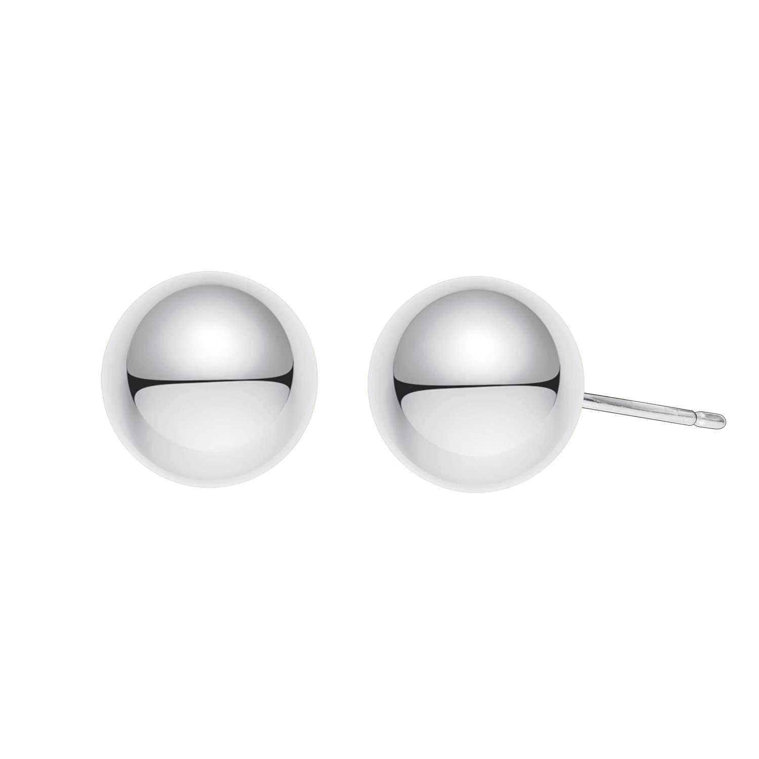FANCIME Ball Stud Earrings Bead Round Earrings White Gold Plated Jewellery for Women Teen Girls, Ball Diameter 10mm