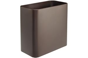 mDesign Small Metal 2.4 Gallon/9 Liter Trash Can Wastebasket Garbage Bin for Bathroom, Slim Rubbish Waste Bin Trashcans for Master/Guest Bath, Mirri Collection, Bronze