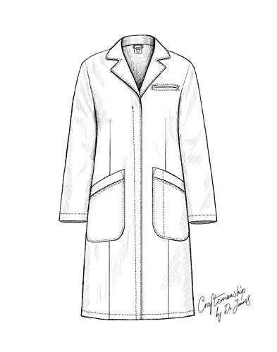 Dr. James Women's Lab Coat, Classic Fit, Multiple Pockets, White, 39 Inch Length US 2