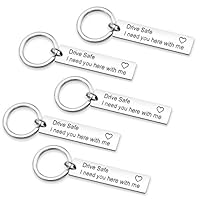 Kuqqi 5 Pack Drive Safe Keychains I Need You Here with Me Keychain for Trucker Husband Dad Boyfriend Gift