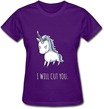 OMMIIY Women's Stabby The Unicorn Funny T Shirts