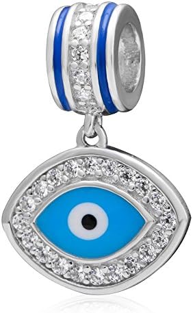 Charmstar Enamel Evil Eye Charm Pendant Clear CZ 925 Sterling Silver April Birthstone Dangle Beads for European Bracelet