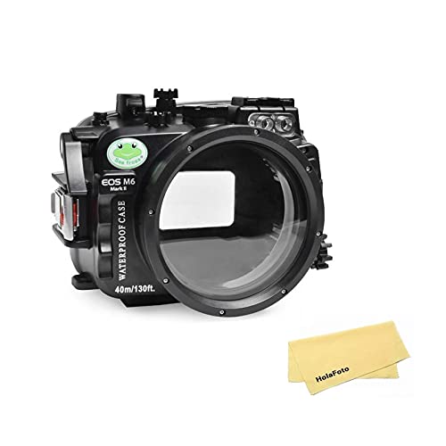 Seafrogs Waterproof Underwater Housing Case for Canon EOS M6 II+ EF-M 22mm f/2 Lens, Built-in Water Leakage Sensor, Vacuum Pump System, Replaceable Barrel
