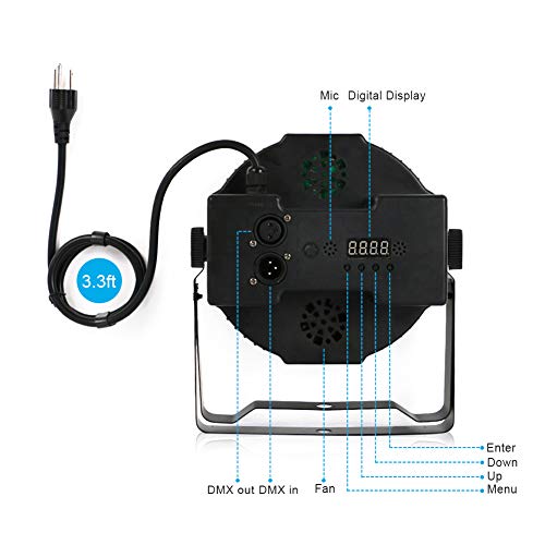 Led Stage Lighting, 18W RGB Par Lights with DMX512 and Sound Activated Uplighting for Wedding Church DJ Birthday Christmas Party Wall Wash Light