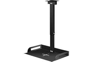JGPIN Universal Ceiling Mount with Tray for Projector/Camera,Wall/Ceiling Mounting, No Hole Installation, Height Adjustable 11.4-22inches, in-Tube Cable Routing
