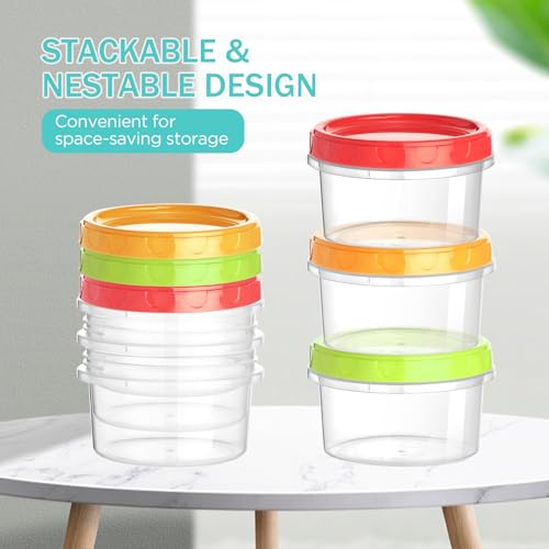 VINATO Set of 18 Airtight Food Containers, 200 ml Small Food Containers with Leakproof Lid, Set of Airtight Plastic Tupers in Red, Green & Orange, Stackable