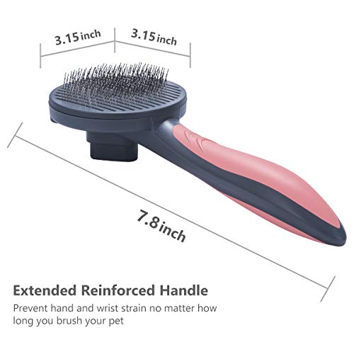 SIWA MARY Dog Brush & Cat Brush Pet Grooming Comb Slicker Self Cleaning Brush Removing Shedding Tool for Long Hair & Short Hair Dogs and Cats (Sakura Pollen)