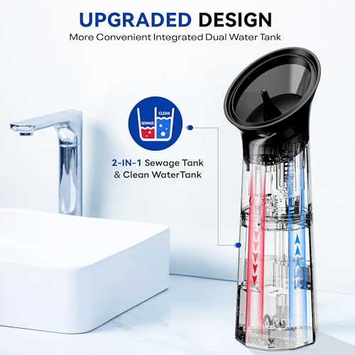 Upgraded Electric Ear Wax Removal Kit - Water Temperature Sensor & One-Piece Waste Tank - Ear Wax Cleaner with 4 Modes IPX7 Ear Irrigation Flushing System with 10 Tips