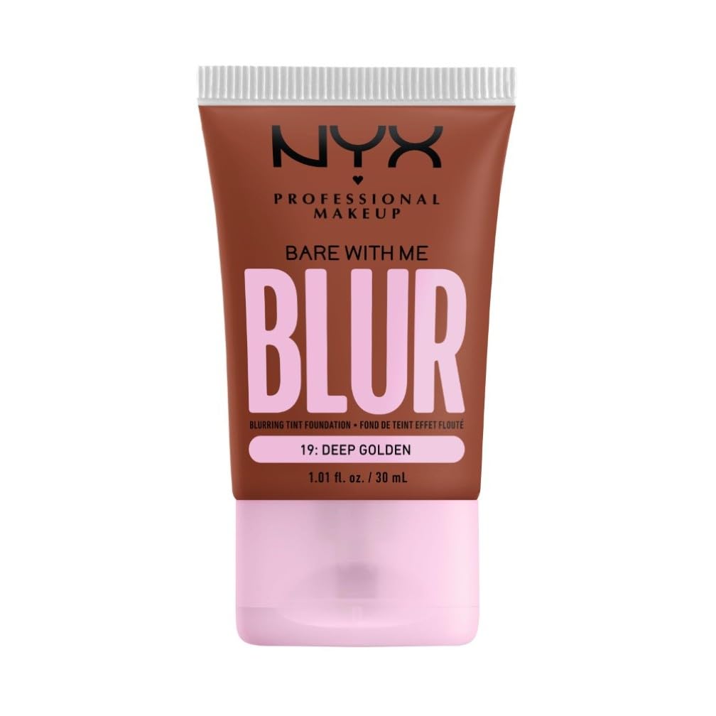 NYX Professional Makeup Blurring Tint Foundation, Medium Coverage, Matte Finish, With Niacinamide, Matcha and Glycerin, 12 Hours Hydrating, Bare With Me Blur, 30 ml, Shade: Deep Golden Deep Golden