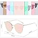 SOJOS Fashion Cateye Sunglasses for Women Oversized Flat Mirrored Lens SJ1055 with Thin Gold Frame/Pink Mirrored Lens