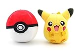FinexSet of 2 Pokemon Yellow Plush Male Pikachu & Pokeball Beaded Chain Keychain Hanging Ornaments