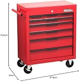 Hilka Tools G301T8BBS 8 Drawer Heavy Duty Trolley Red Steel Ball Bearing Slides view 3