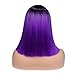 HANNE Ombre Black to Purple Wig Short Bob Wigs Shoulder Length Bob Hair Short Straight Hair Bob Wigs for Women Ombre Purple Wig Halloween Rumi Cosplay Wigs (Ombre Purple)