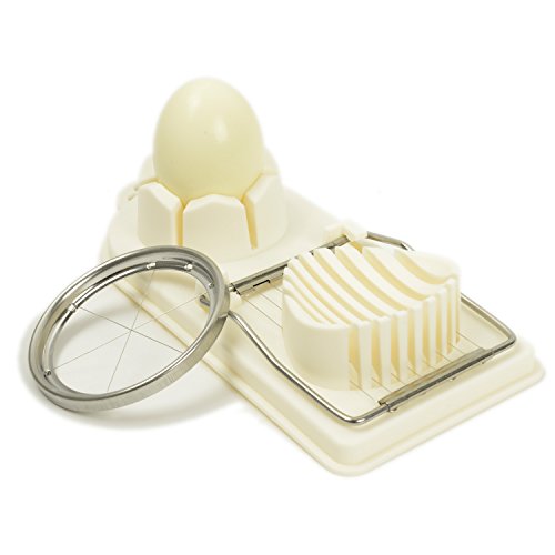 LoveDeal 2 in 1 Egg Slicer, Boiled Egg Dicer & Wedger Cutter Sectioner, 304 Stainless Steel Cutting Wire, Great for Eggs and Small Fruits White - Thumbnail 2