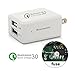 Fast Charger 3.0 Quick Charge 3.0 Dual Port Wall Charger 24W for iPhone X / 8/7/ 6S Galaxy S8 / S7 / S6 / Edge/Plus Note 5/4 and More.