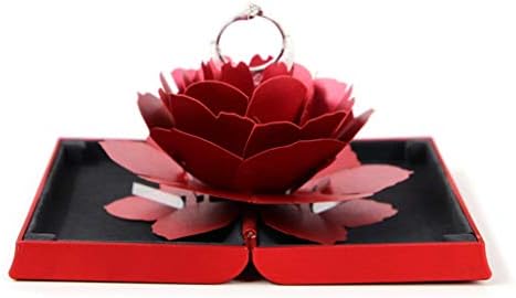 Qiuxiaoaa Cartier For Ring, Ring Box Lift Rotation Creative Case For Jewelry Rose 3D Handmade Storage Portable Carrier Professional For Gifts Valentine'S Day Wedding,Red