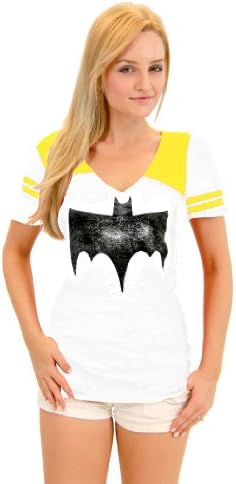 True Vintage Batman Logo Juniors Burnout White and Yellow T-shirt