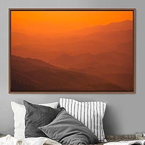 signwin Framed Canvas Wall Art Orange Sunset Abstract...