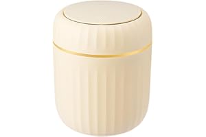 Mini Desktop Trash Can with Press-Type Lid, Tiny Countertop Garbage Bin for Office Home Desk Bathroom Kitchen Vanity (Yellow,