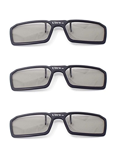 UltraByEasyPeasyStore 3 Pairs of Passive Universal 3D Standard Clip on Glasses for Prescription Eyewear for use W/ all Passive 3d Tvs Cinema & Projectors (3 x Black Clip On)