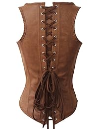 Alivila.Y - Corsé de piel sintética para mujer con cintura hueca de acero