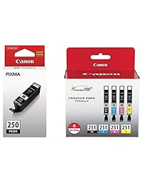 Canon PGI-250 cartuchos de tinta (6497B001) CLI-251 (6513B004) Color (negro, cyan, magenta, amarillo), 5 unidades