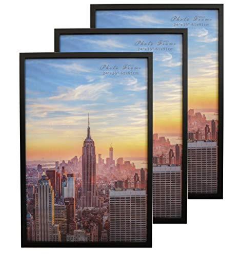 Frame Amo 24x36 Black Modern Wood Picture or Poster Frame, 1 inch Wide Border, 3-Pack - Thumbnail 6