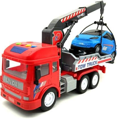 PLUSPOINT Exclusive Collection of Friction Powered Vehicle w/ Lights & Sounds for Kids ,Heavy Duty Push n Go Vehicles (Tow Truck)