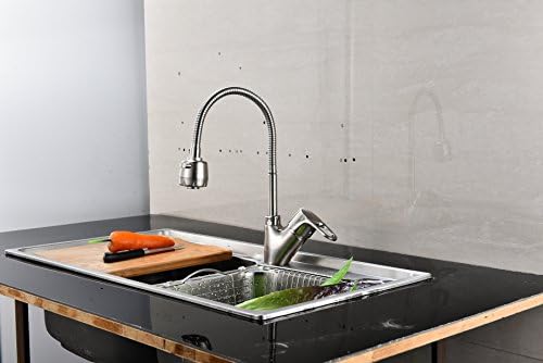 360 Rotatable Kitchen Bar Bathroom Sink Faucet Single Handle Dual Mode Flexible Neck Laundry Room Garden Outdoor Application Faucets Tap,Brush Nickel by Sharpgrass