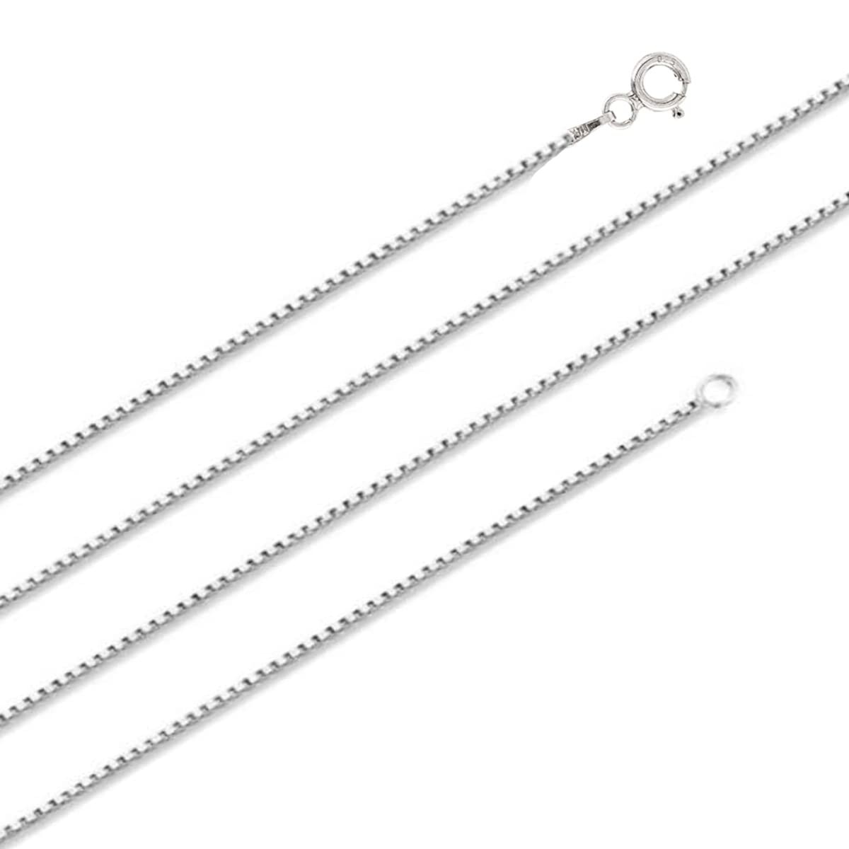 Treasure Bay Women's Silver Chain Necklace 925 Sterling Silver 1.1MM Box Chain Necklace Length 19 In (19)