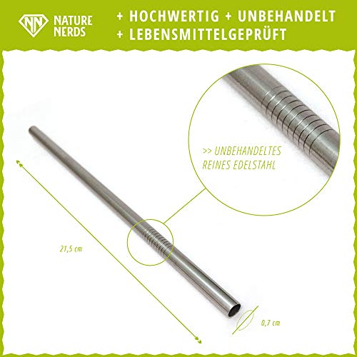 Nature Nerds - wiederverwendbare Edelstahl Trinkhalme (10 Stück + Reinigungsbürste) Strohhalme, Trinkröhrchen… – Bild 4