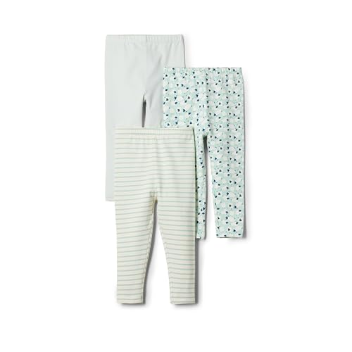 Amazon Essentials Baby Girls' Legging, Pack of 3, Pale Green/Sheep/Stripe, 3-6…