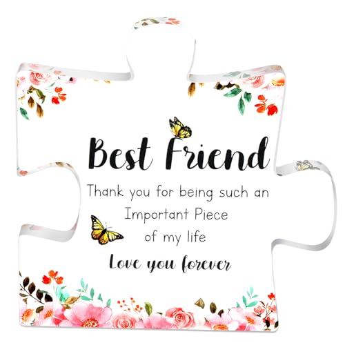 Acrylic Plaques, Acrylic Ornaments, Acrylic Signs and Plaques for Friends, Puzzle Shape Acrylic, Floral Patterns,Birthday Gifts for Women Friends,Friend Gifts for Women,Gifts for Her