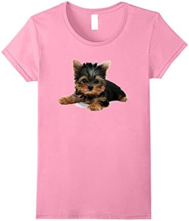 Womens Yorkie Yorkshire Terrier Puppy T-Shirt Large Pink
