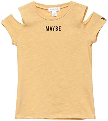 WHITE FAWN Maybe Girls Cold Shoulder Top, Mustard, Large