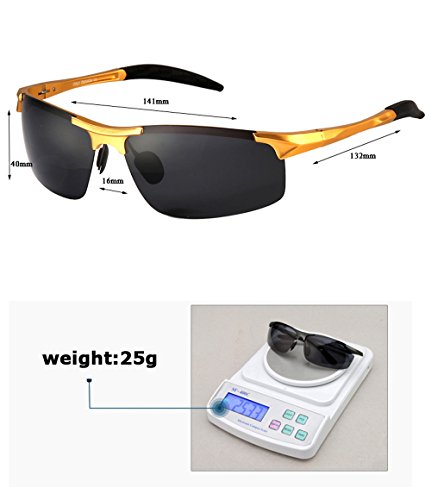 MOTELAN Men's Polarized Sunglasses for Driving Fishing Golf Metal Glasses UV400 Gold - Thumbnail 3