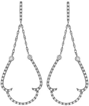 Rakhi Gifts Earrings for Women : Sterling Silver Drop Earring Dangling Plate Pave Bezel Setting 0.25ct CZ Diamond