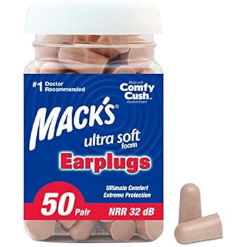 Mack's Ultra Soft Foam Earplugs, 50 Pair - 32dB Highest NRR, Comfortable Ear Plugs for Sleeping, Snoring, Travel, Concerts, Studying, Loud Noise, Work