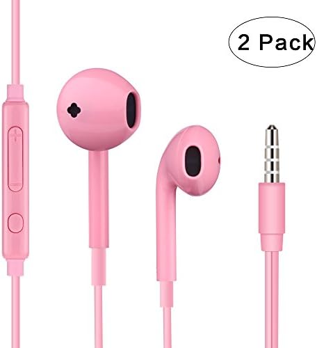 Yinghua Earphones/Headphones/Headset with Mic &amp; Remote .The Best Control for iPhone SE/5S/5C/5/6/6S Plus/iPad /iPod Nano 7/iPod Touch (Pink Pack of 2)