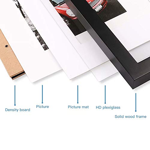 KINLINK 8x10 Picture Frames Black, Wood Frames with HD Plexiglass for Pictures 4x6/5x7 with Mat or 8x10 Without Mat, Tabletop and Wall Mounting Display, Set of 4 - Thumbnail 4