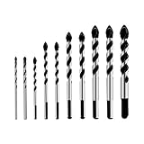 Masonry Drill Bits Set, 10 Piece Tungsten Carbide Tip Drill Bits for Porcelain Ceramic Tile, Concrete, Brick Wall, Glass, Mirrors, Plastic Wood (3 4 5 6 6 8 8 10 10 12mm)