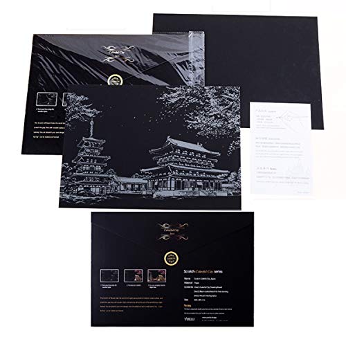 IFfree DIY Night View Scratchboard Scratch Art Paper with Release Pressure to Release Pressure (Dream Castle) (Dream Castle)