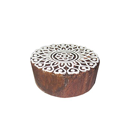 Hashcart Baren for Block Printing Stamps/Wooden Stamping Block/Handcarved Designer Craft Printing Pattern for Saree Border,Henna/Textile Printing,Scrapbooking,Pottery Crafts & Wall Painting,Set of 8 - Thumbnail 4