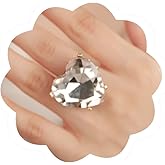 Aimimier Big Heart-Shaped Ring for Women Artificial Crystal Rhinestone Band Rings